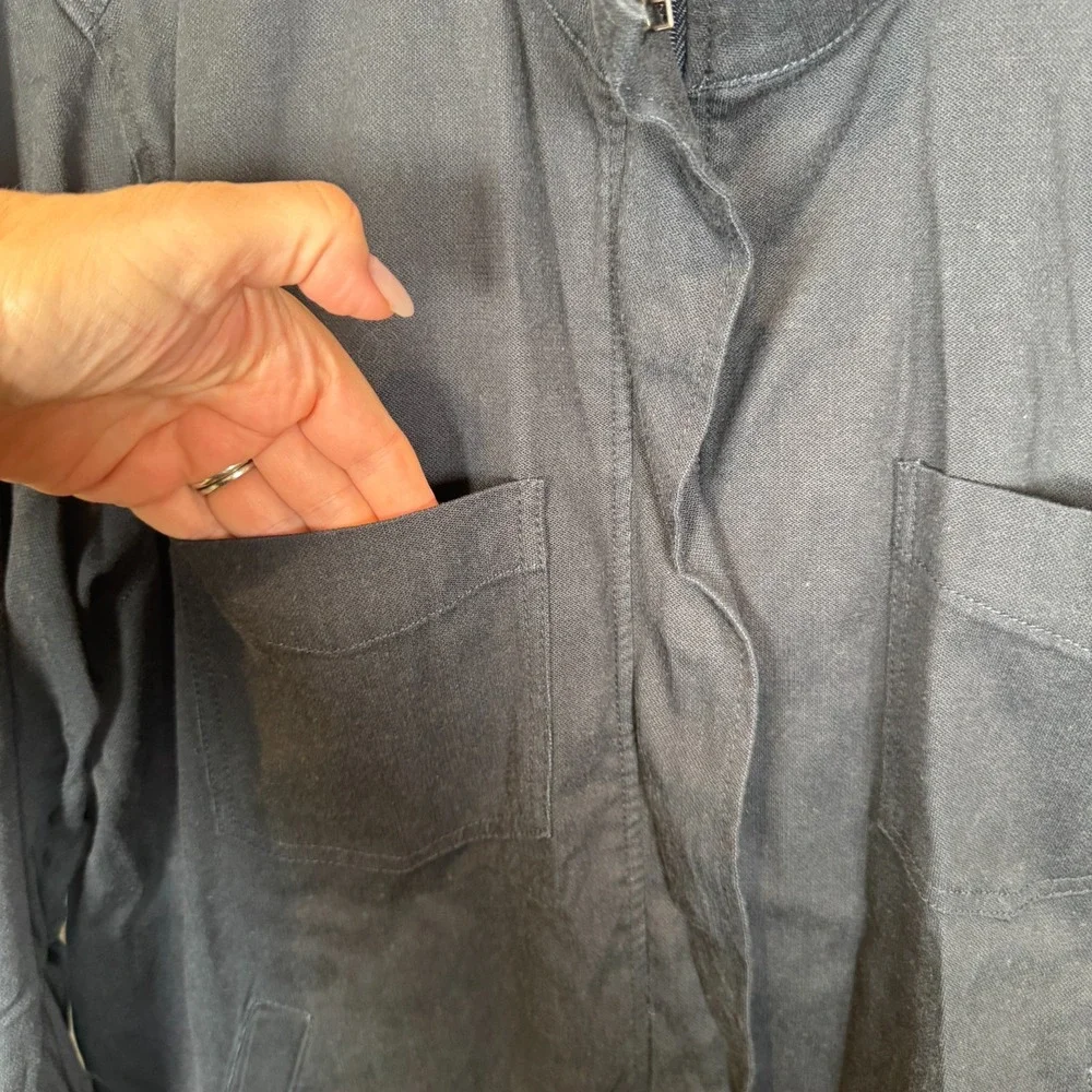 Liverpool Jacket Chore Coat‎ Size Large Canvas Soft Carbon Blue Zip Moto Army
